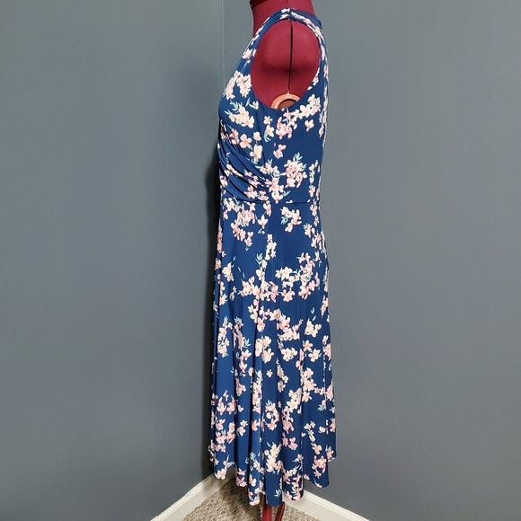 Jessica Howard Blue and Pink Sleeveless V-Neck Sundress Wrap Bodice Top Size 6 - Picture 2 of 7